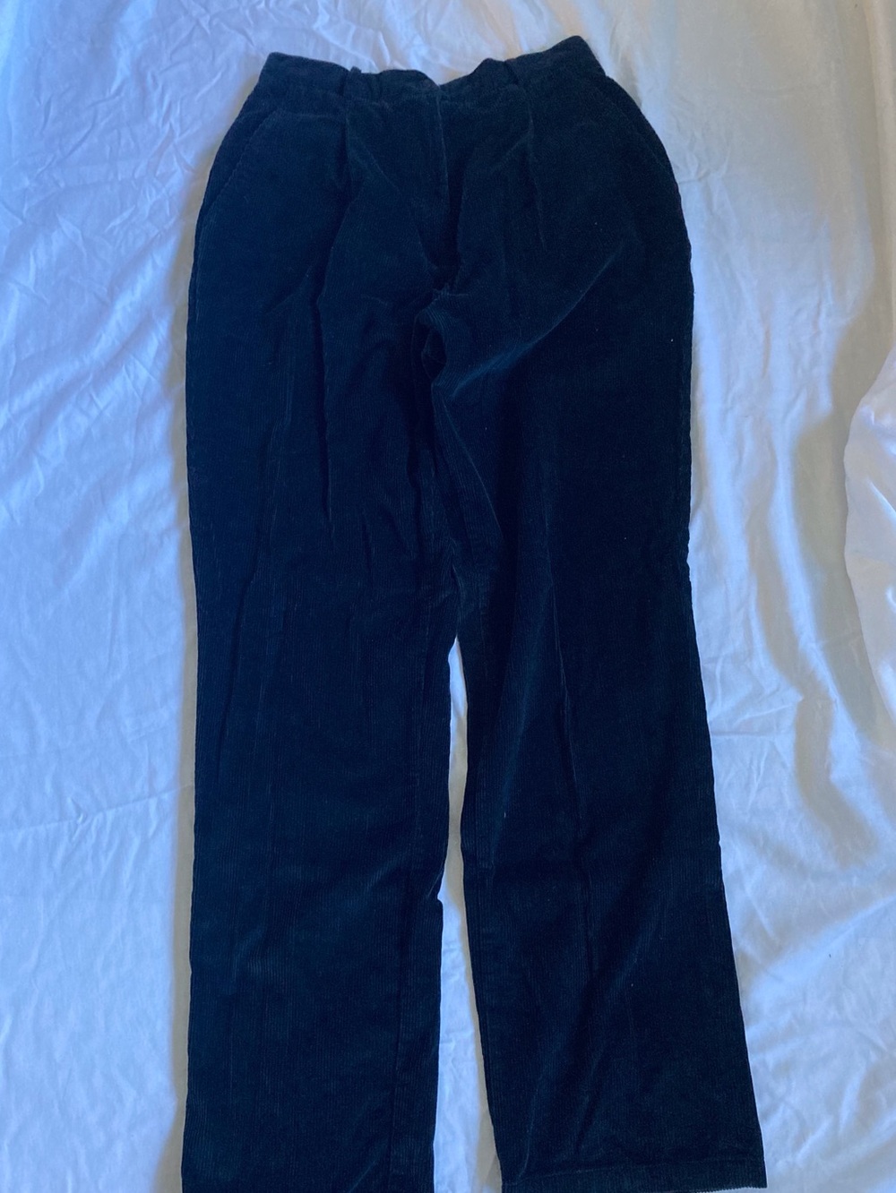 Brooks Brothers Women’s Navy Blue Pleated Corduroy Pants Sz6 Mid Wale Str.Leg